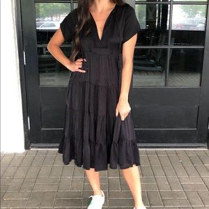 Karlie Black Tiered Midi Dress